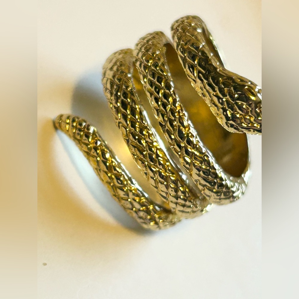 Gold Snake Wrap Ring Size 6 Whimsygoth Serpent Statement Ring Witchy Jewelry - Picture 9 of 10